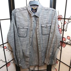 Quilted Giraffe Gray Casual Button Down Shirt Collared Neckline 100% Cotton